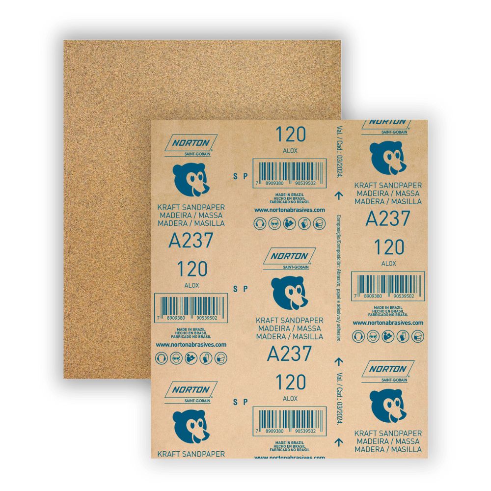 Lixa de Madeira A237 Grao 120 22,5x27,5cm Norton